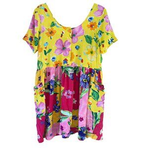Jams World Vintage 1990s Womens Dress Size S Multicolor Floral Mini Pure Rayon